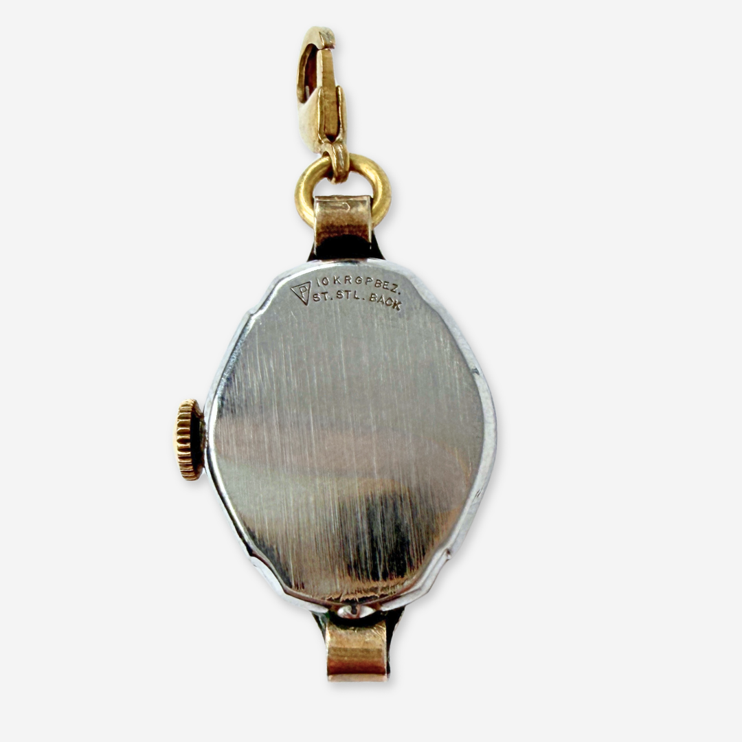 Vintage gold tone  "Waltham" watch face charm