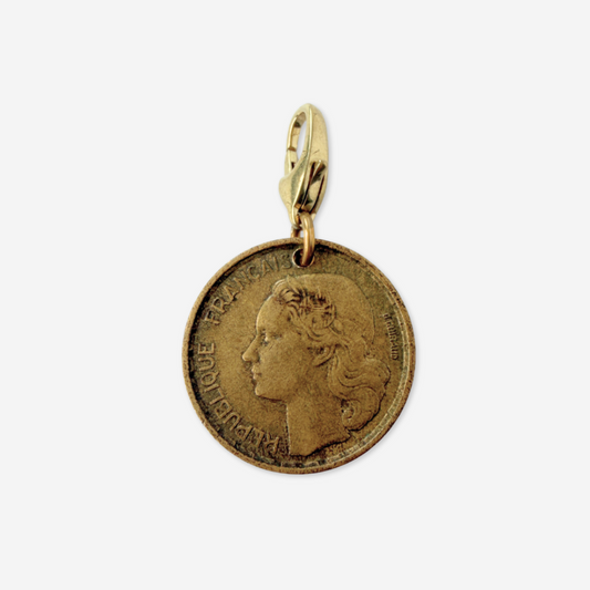 Vintage 1953 10 Francs Marianne coin charm