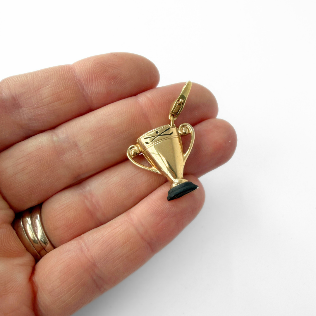 Vintage gold and black golf trophy charm