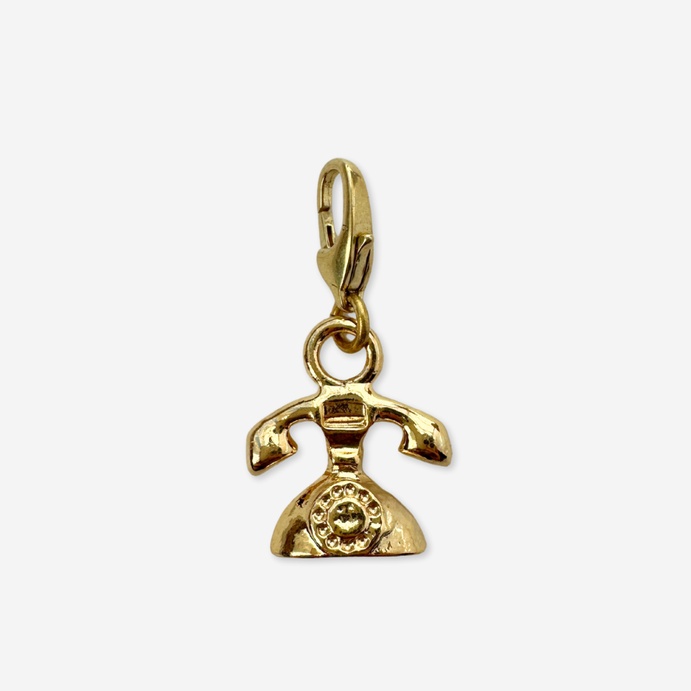 Small vintage gold plated rotary phone charm