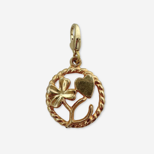 Vintage gold four leaf clover gold luck charm