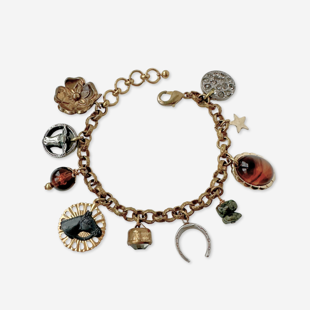 Repurposed vintage western-themed charm bracelet