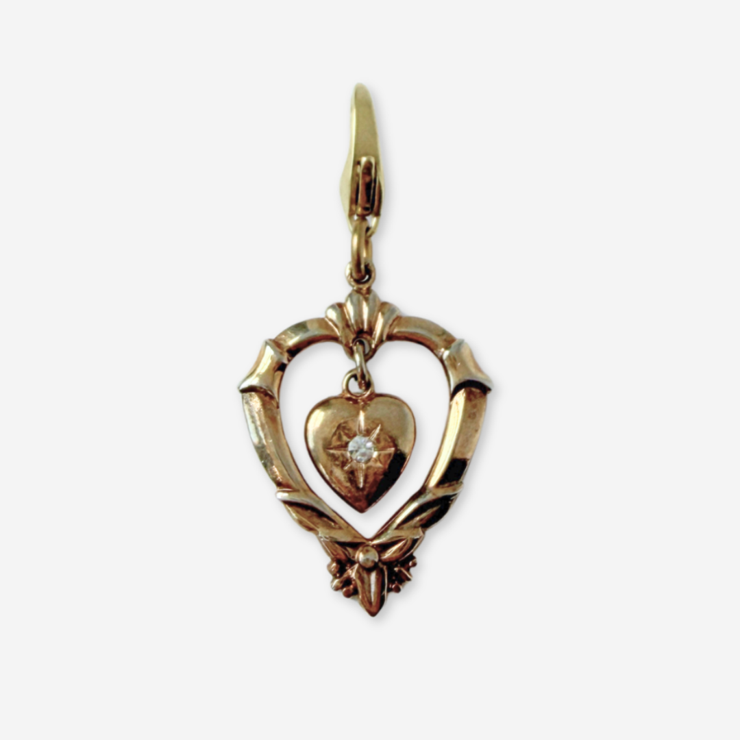 Vintage muted gold heart charm
