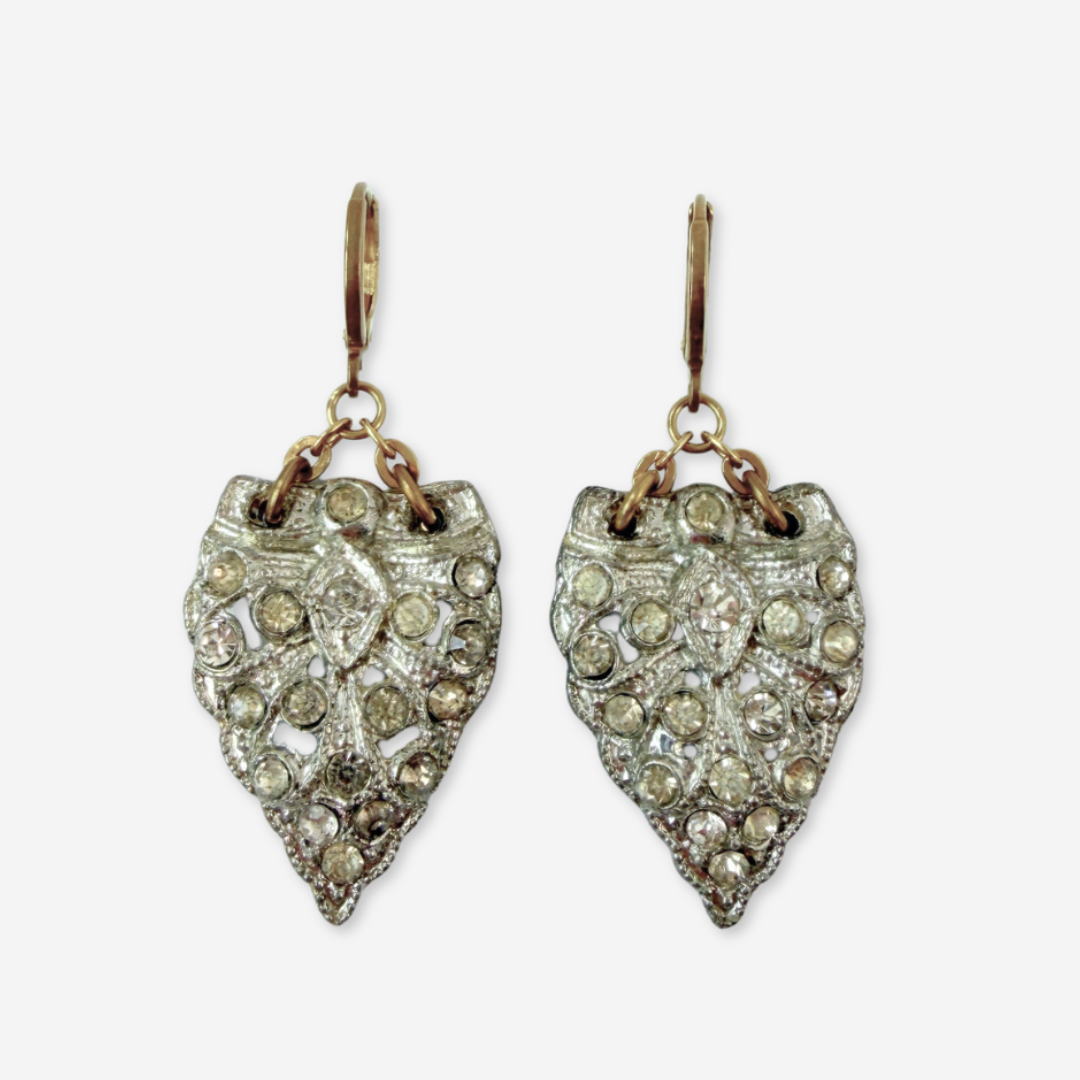Refashioned vintage clear crystal art deco drop earrings