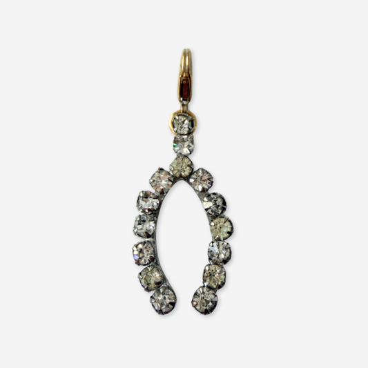 Refashioned vintage clear rhinestone wishbone charm