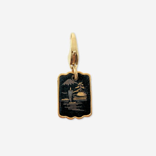 Vintage gold and black small Japanese Damascene charm