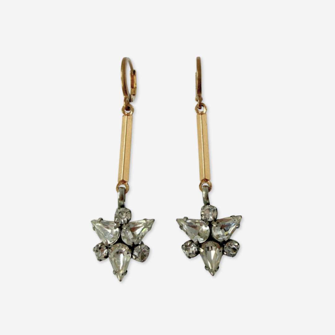Refashioned vintage rhinestone drops with gold bar links