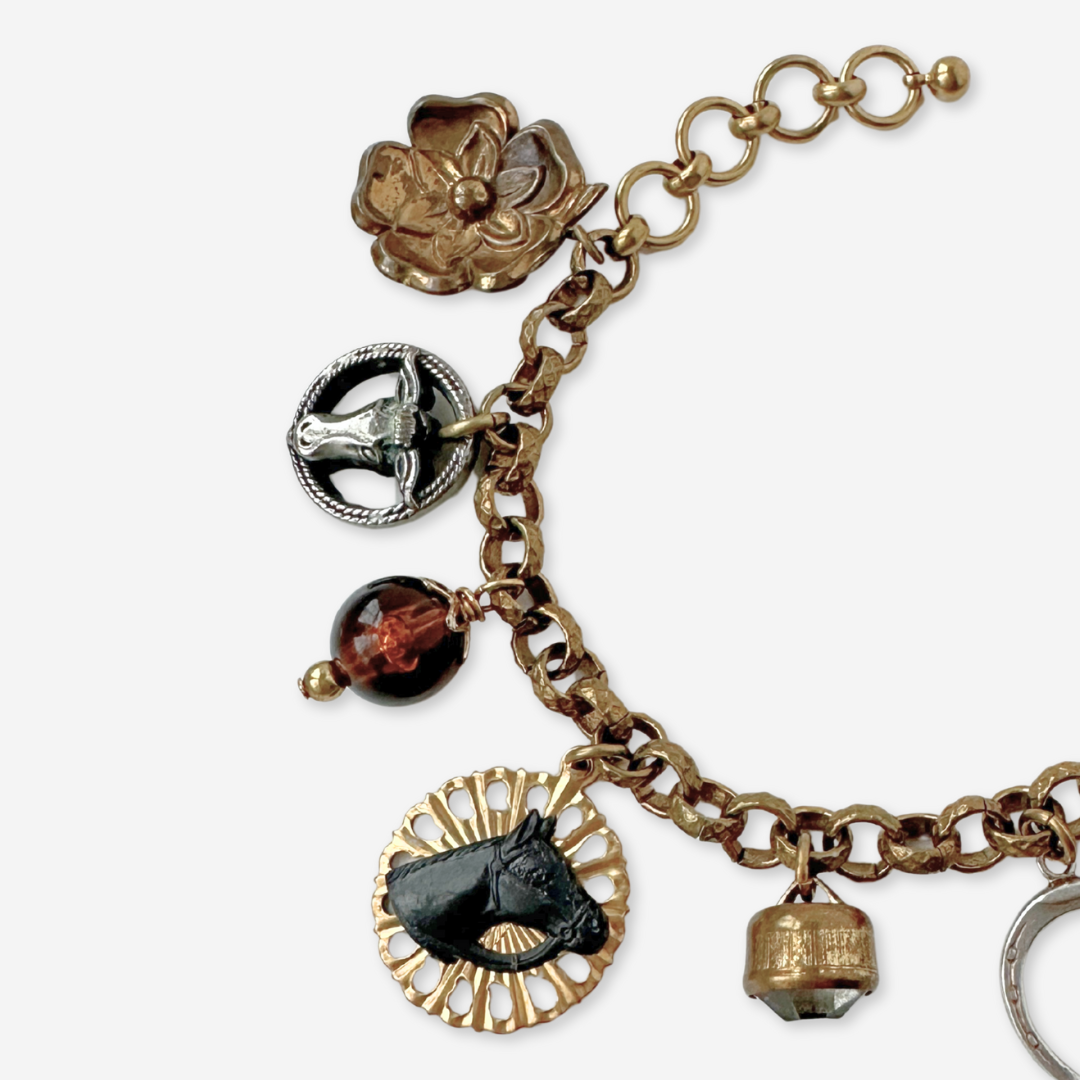 Repurposed vintage western-themed charm bracelet