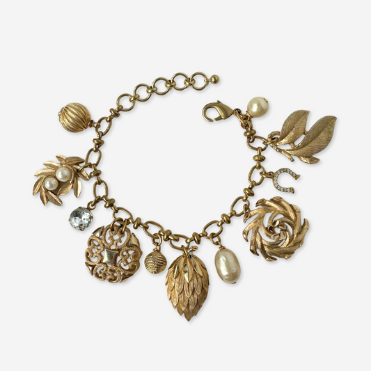 Repurposed vintage mixed gold charm bracelet