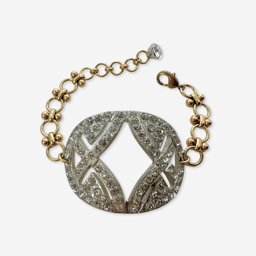 Refashioned Antique Oval Rhinestone Shoe Buckle bracelet