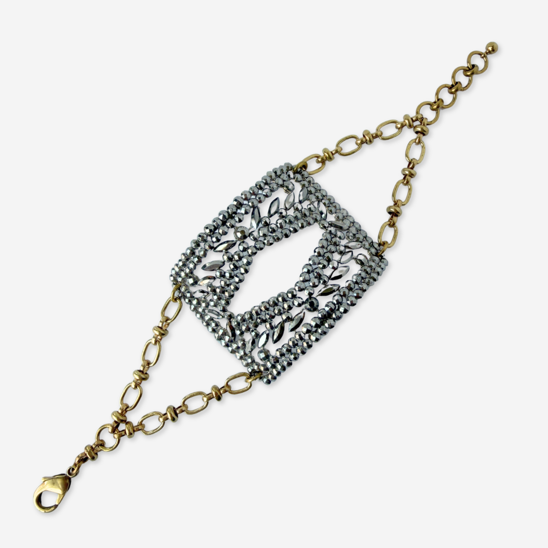 Repurposed Vintage French steel cut shoe buckle bracelet