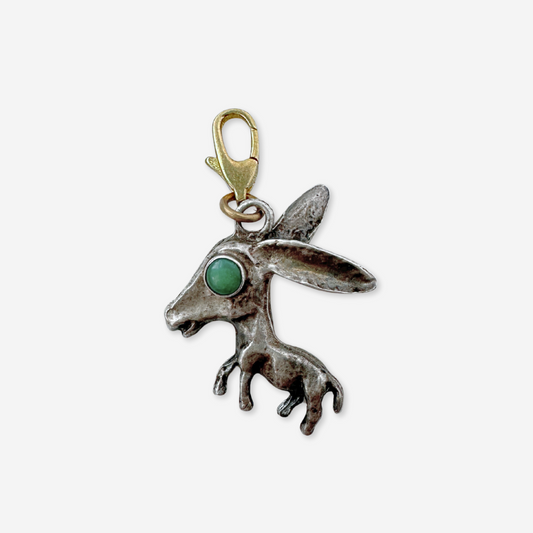 Vintage silver donkey charm with turquoise stone eye