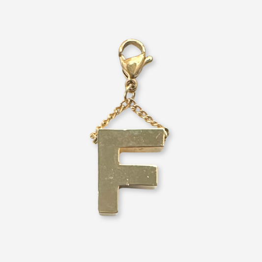 Vintage chunky letter "F" gold plated charm