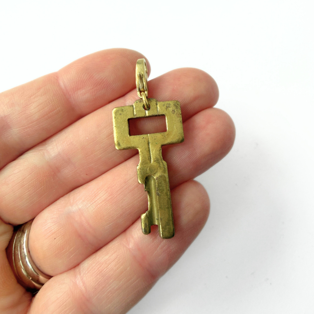Refashioned vintage brass key charm