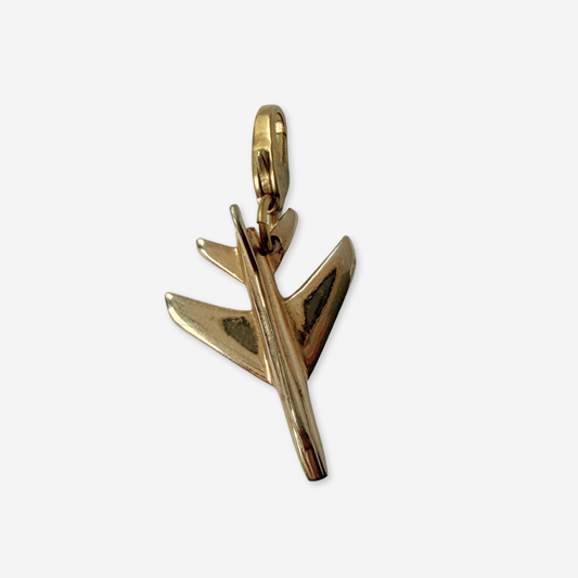 Vintage gold tone airplane charm