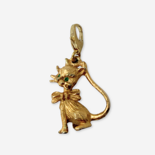 Vintage matte gold tone kitty cat charm