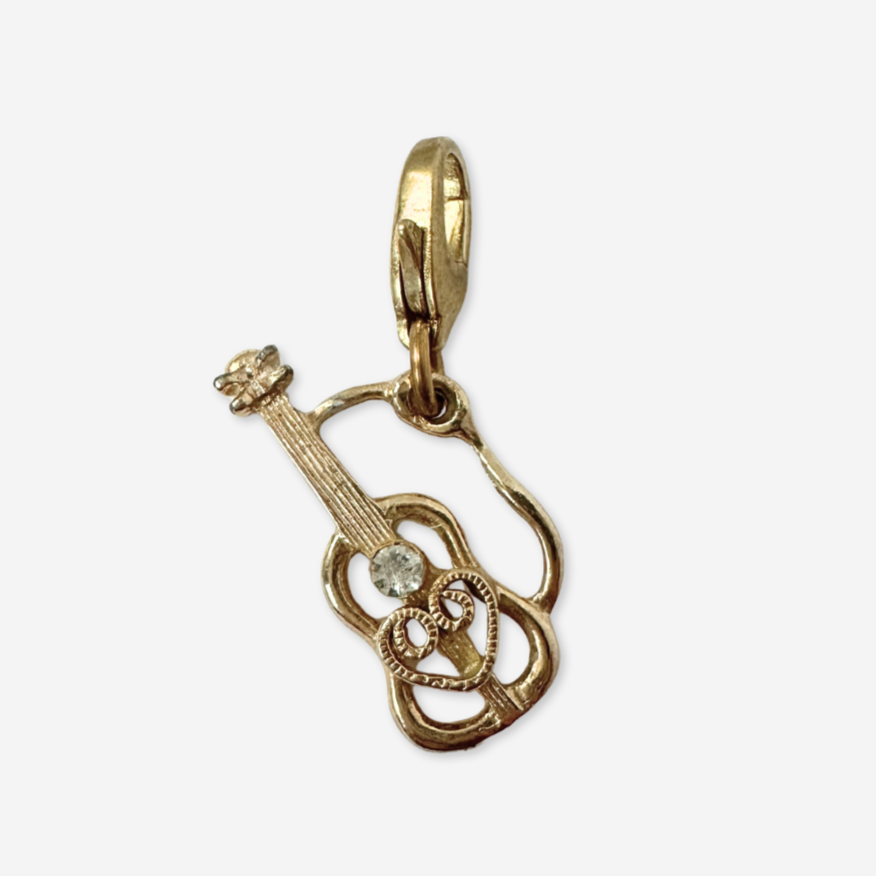 Vintage muted gold guitar charm pendant