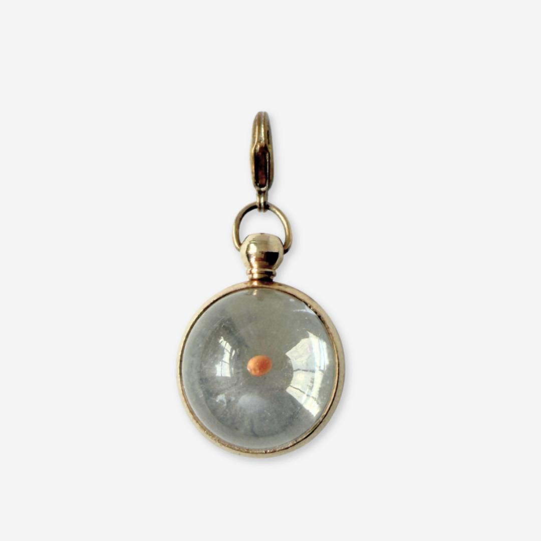 Vintage mustard seed transparent orb charm