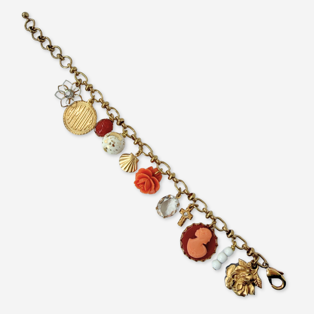 Repurposed vintage mixed charm bracelet