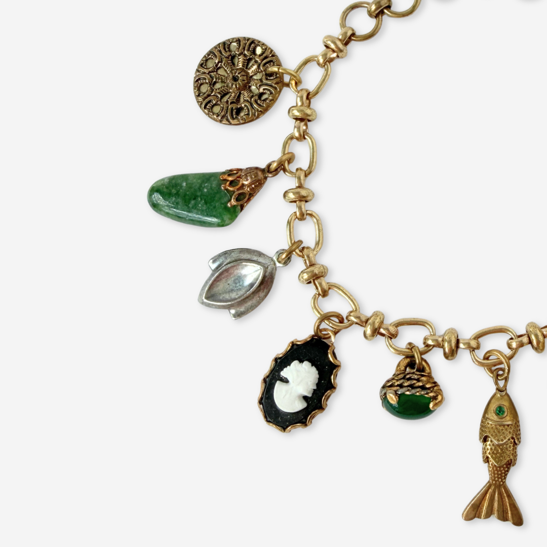 Repurposed vintage mixed charm bracelet