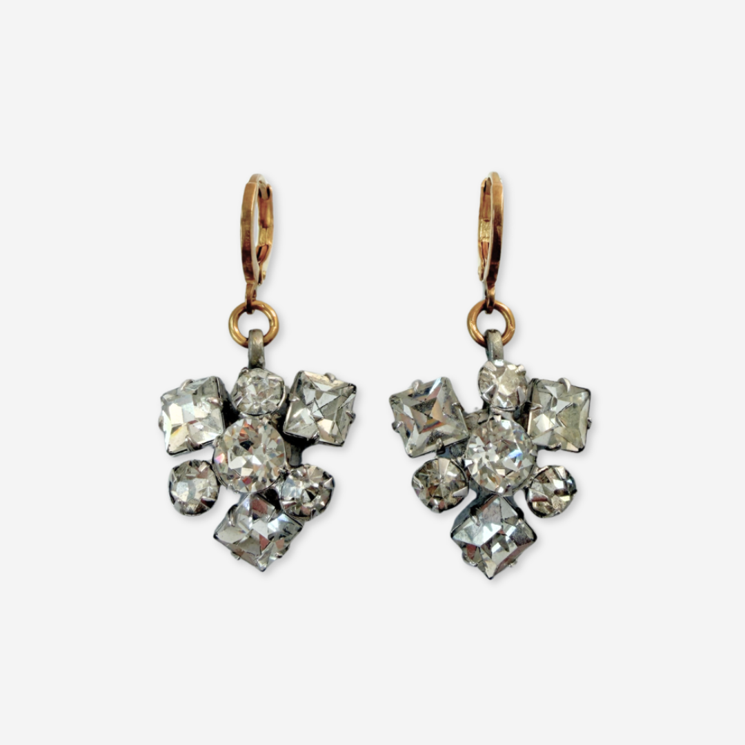 Refashioned vintage clear rhinestone drop earrings