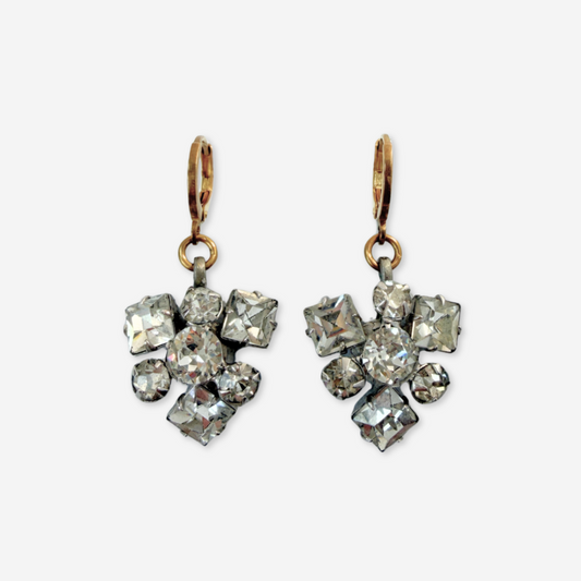 Refashioned vintage clear rhinestone drop earrings