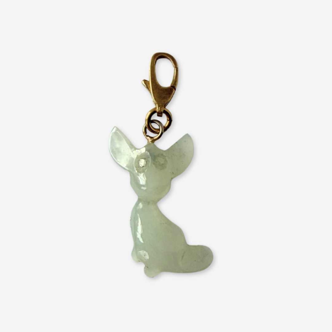 Vintage carved quartz dog charm