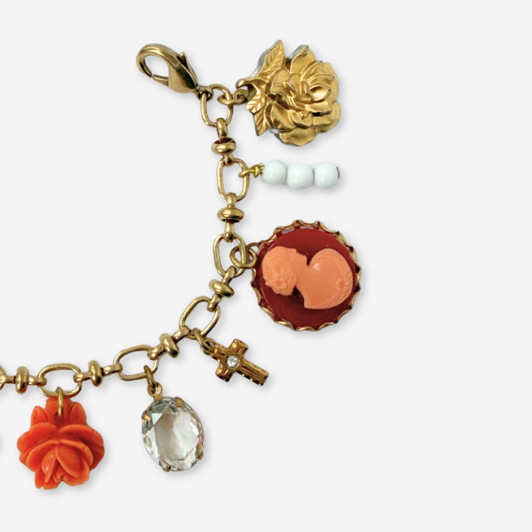 Repurposed vintage mixed charm bracelet