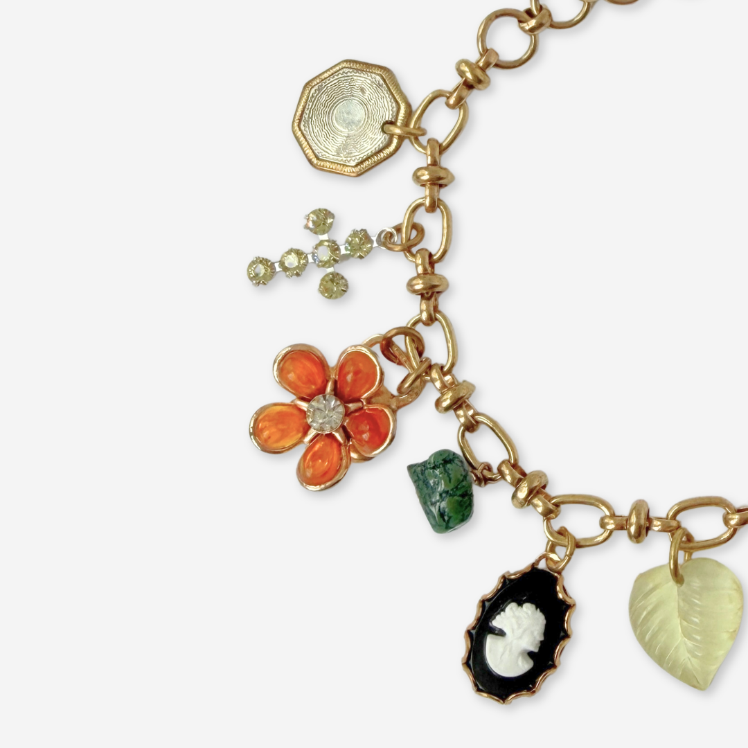 Repurposed vintage mixed charm bracelet