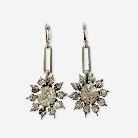 Refashioned vintage clear rhinestone starburst earrings with silver links