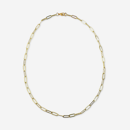 Gold plated paperclip oval link blank chain