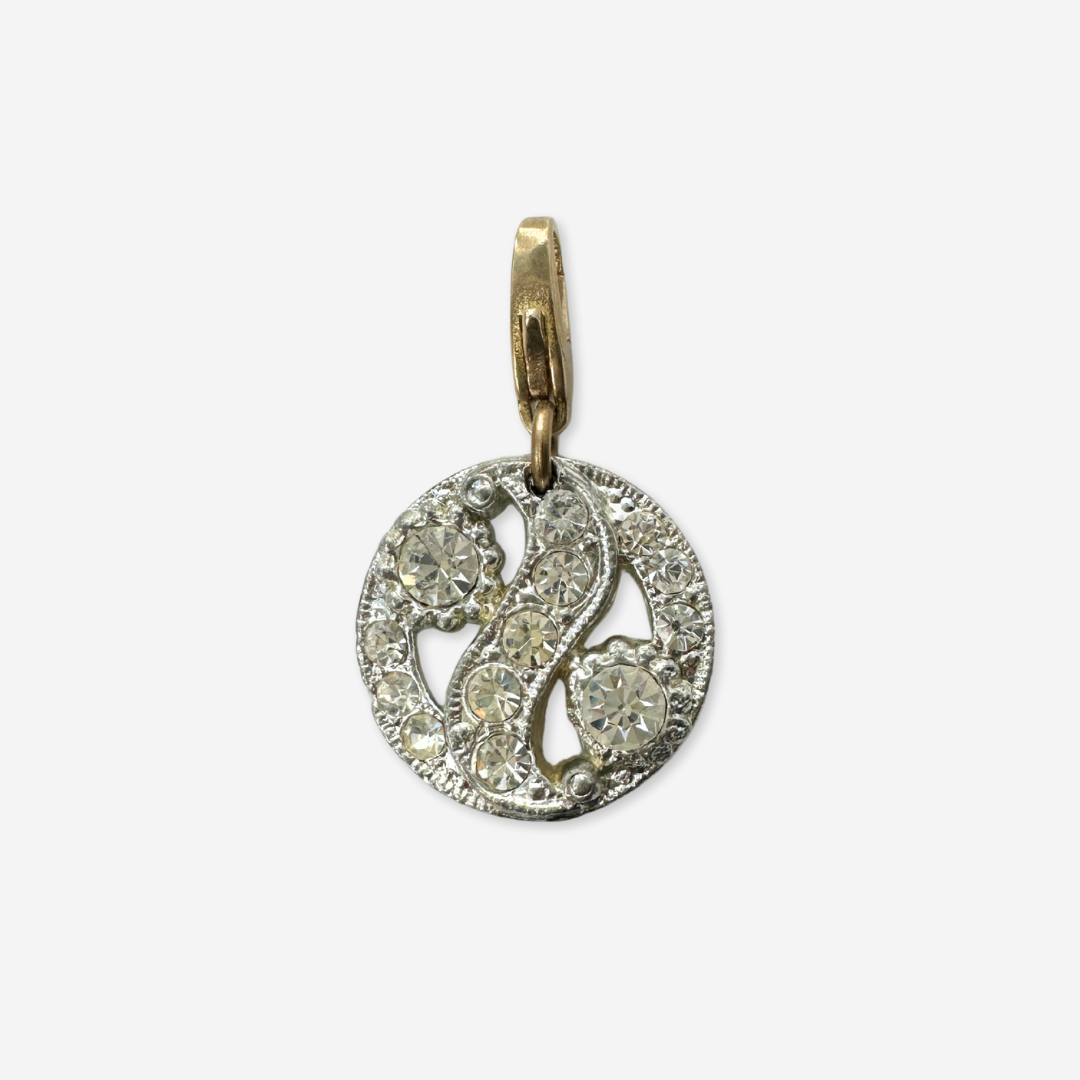 Vintage clear rhinestone circular button charm
