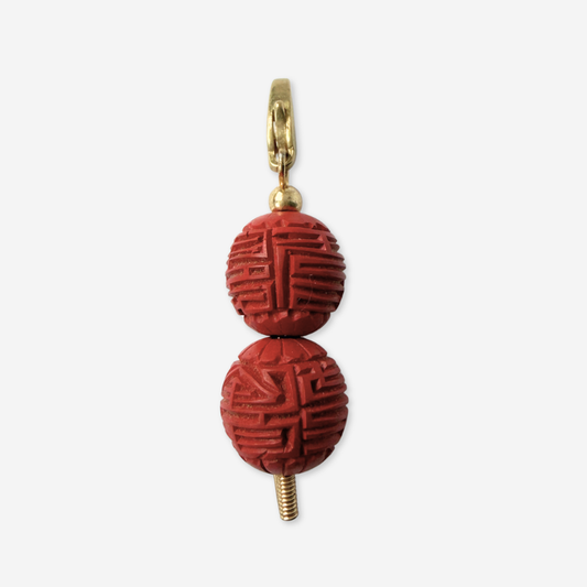 Vintage carved red cinnabar beaded charm