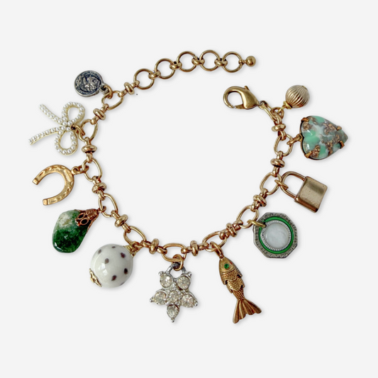 Repurposed vintage mixed charm bracelet