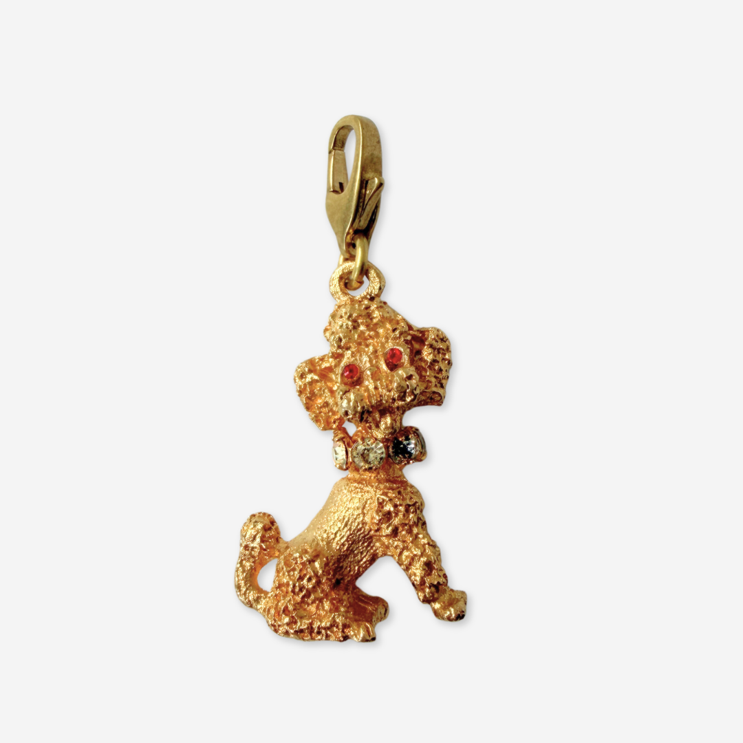 Vintage large gold tone sitting poodle charm