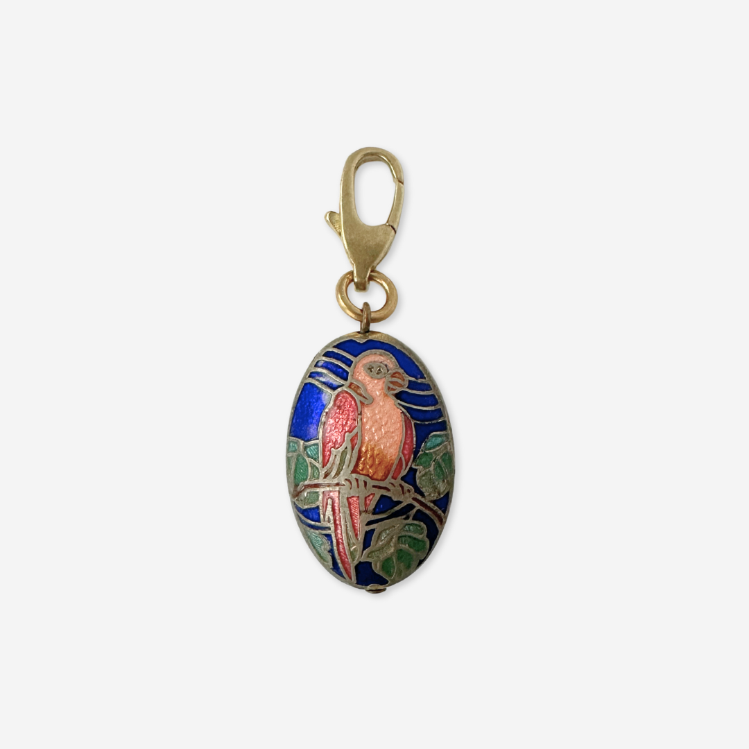 Vintage cloisonné enamel parrot charm