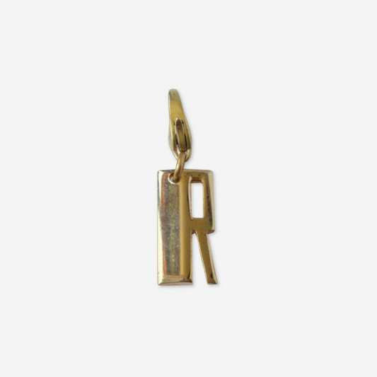 Small vintage gold plated letter "R" charm