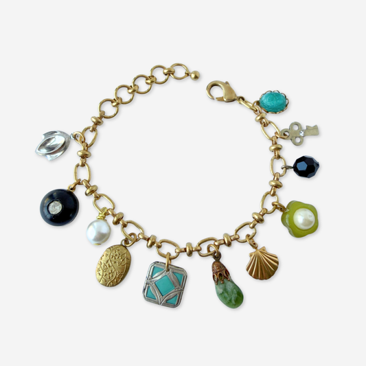 Repurposed vintage mixed charm bracelet