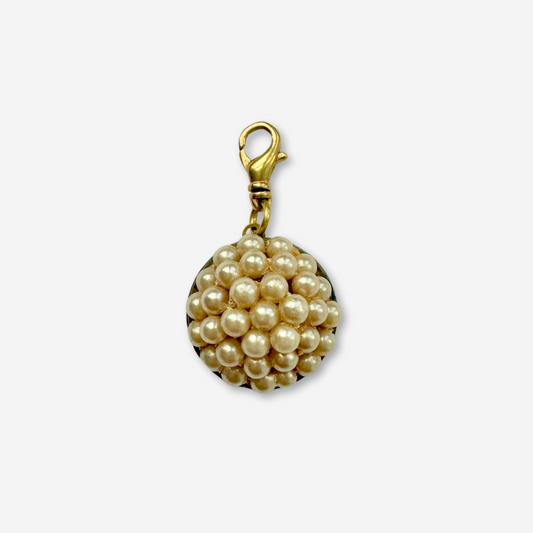 Vintage pearl cluster charm with raw brass swivel clasp