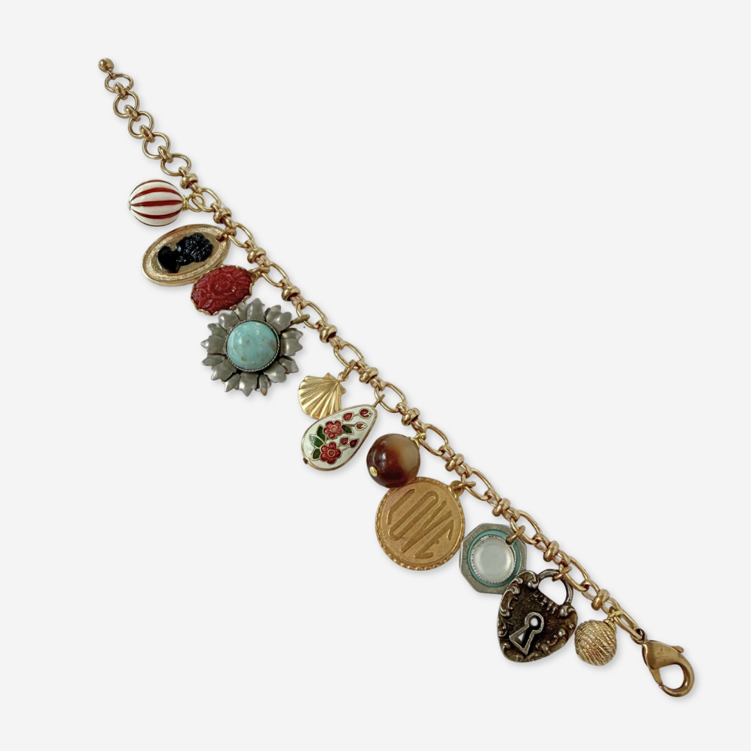 Refashioned vintage mixed charm bracelet