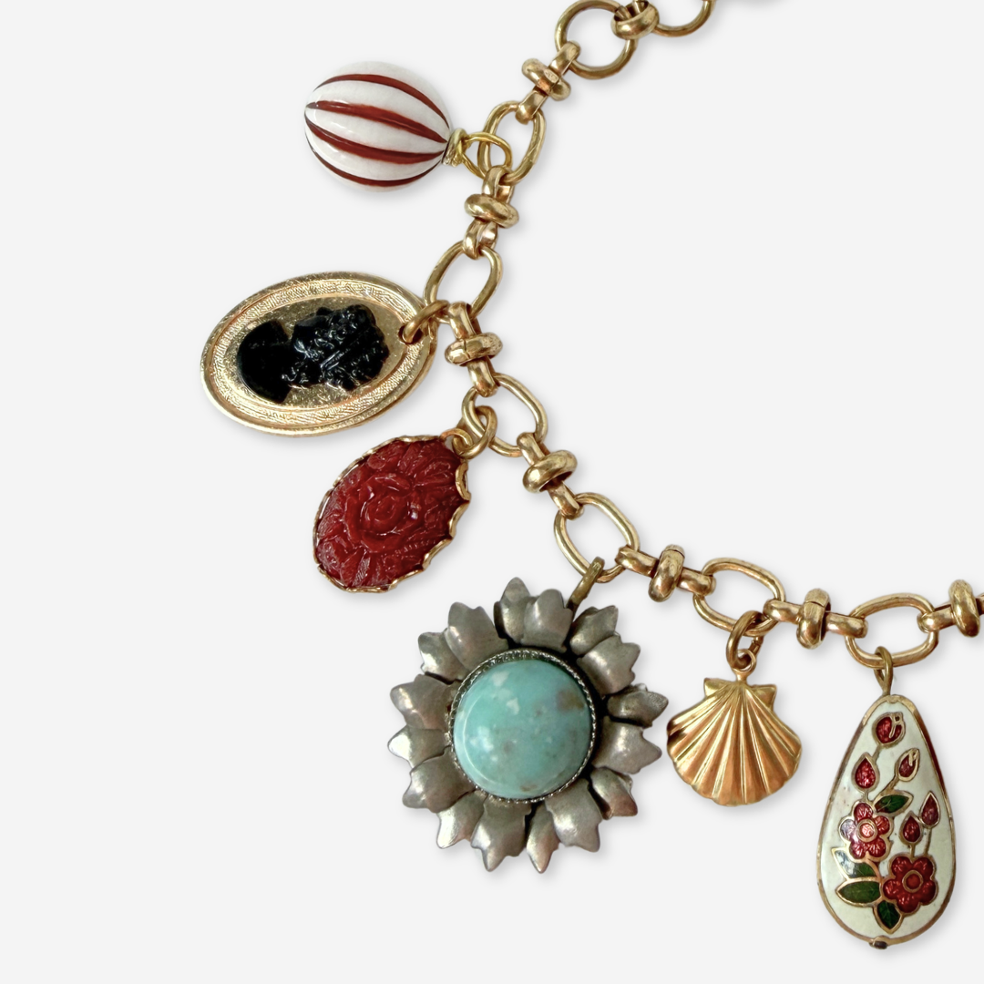 Refashioned vintage mixed charm bracelet