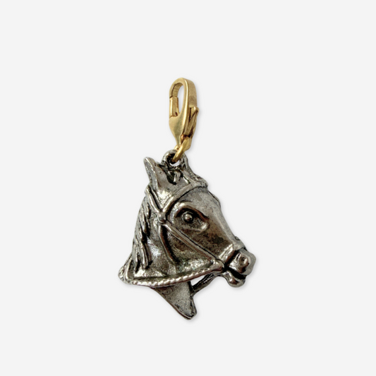 Silver tone vintage horse head charm