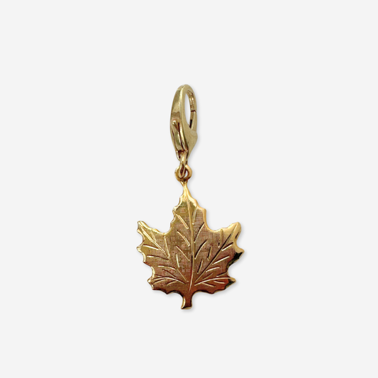 Vintage small gold plated maple leaf charm