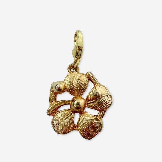 Vintage gold four leaf clover and horseshoe charm