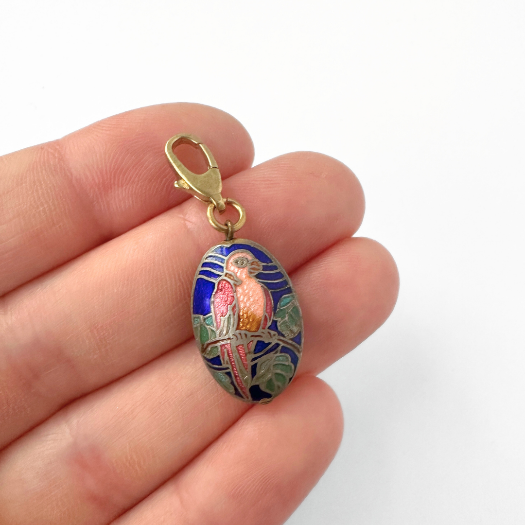 Vintage cloisonné enamel parrot charm
