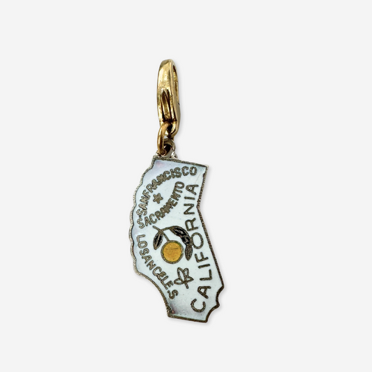 White enamel state of California charm