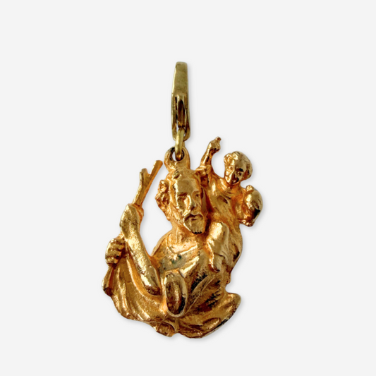 Vintage large gold dimensional St. Christopher charm