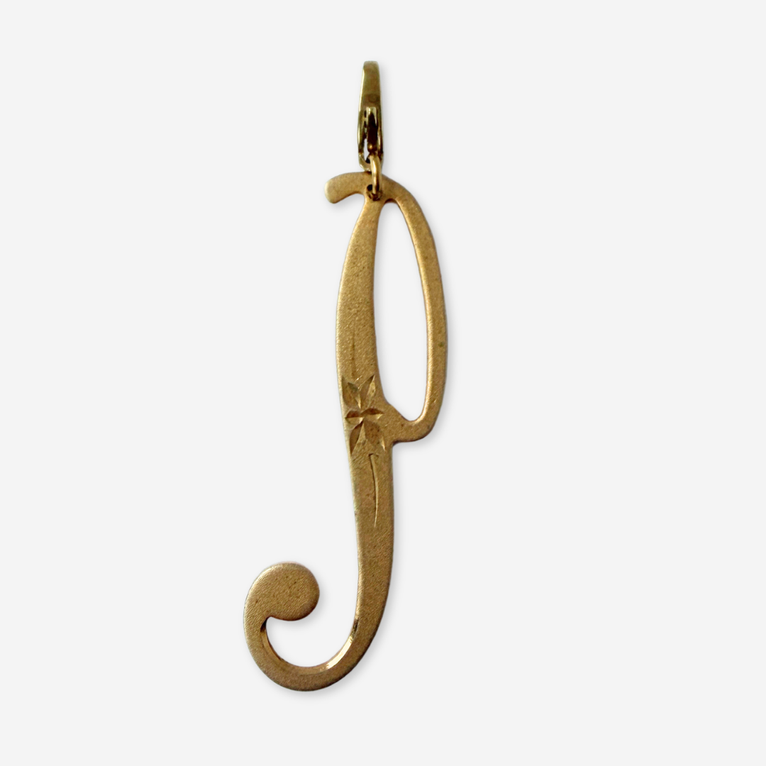 Large refashioned vintage matte gold letter "P" charm