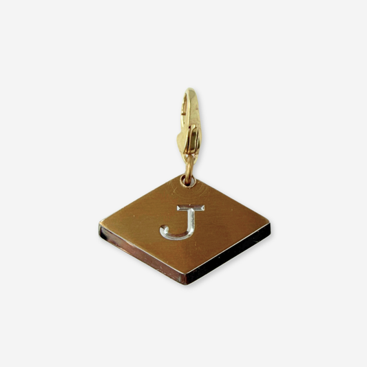 Vintage mixed metal diamond-shaped letter "J" monogram