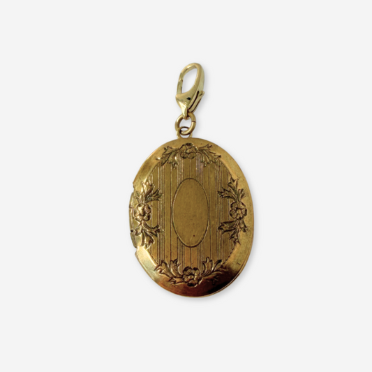 Vintage aged brass oval locket charm